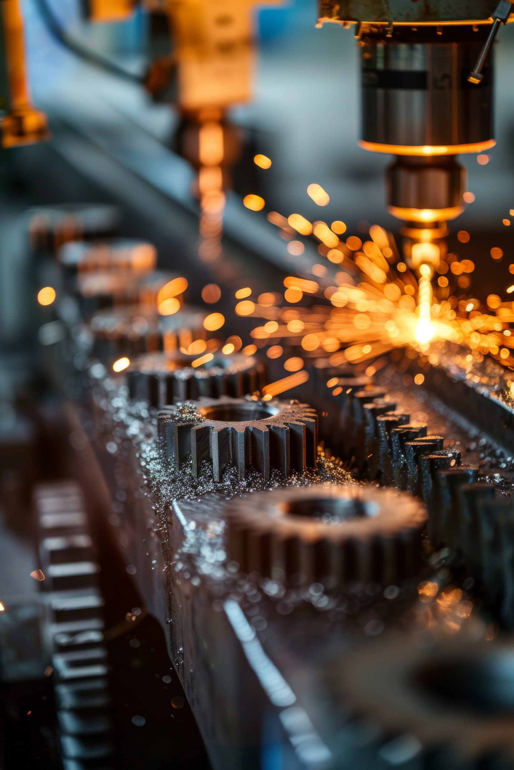 industrial metal machining with sparks and shavings high resolution manufacturing process